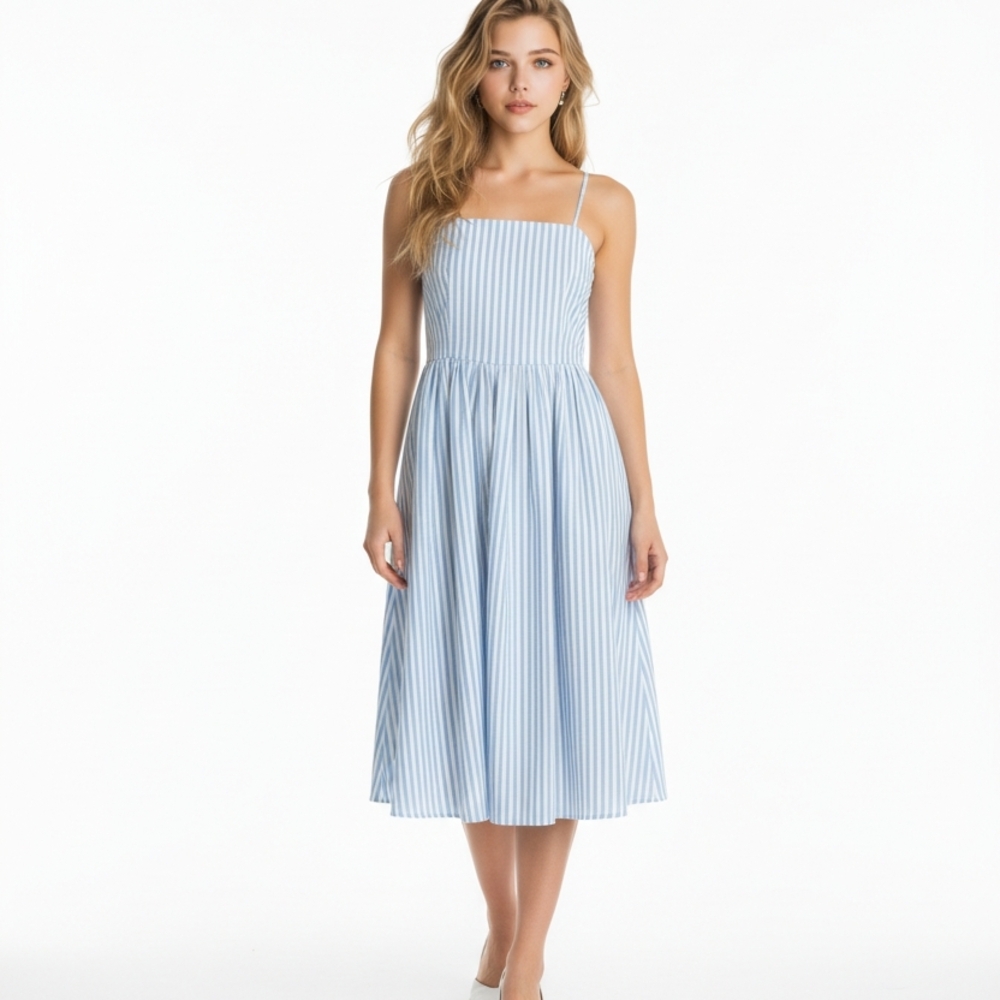 a new day Light Blue Striped  Summer Maxi Dress Size 2